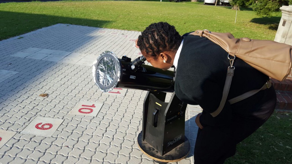 Karabo observing the 2016 transit of Mercury at SAAO, Cape Town