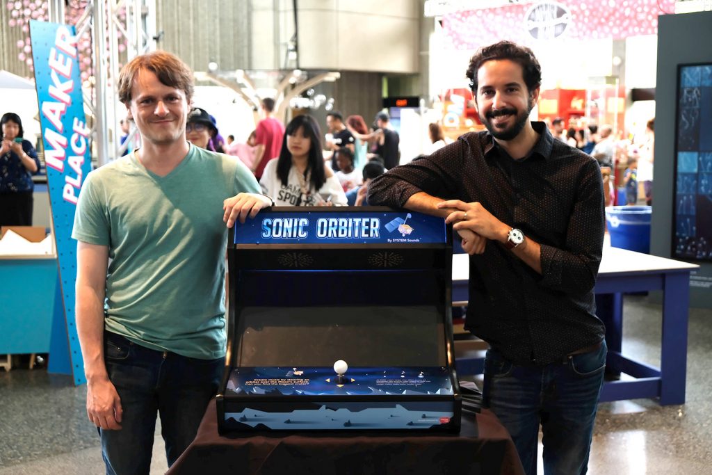 Sonic Orbiter is an arcade-style sci-art exhibit that let you create music by steering the Lunar Reconnaissance Orbiter over the surface of the Moon.